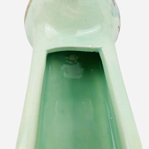RARE VTG Green Double Opening Spout Bud Vase Planter Geese Mallard Duck Signed - Picture 8 of 11